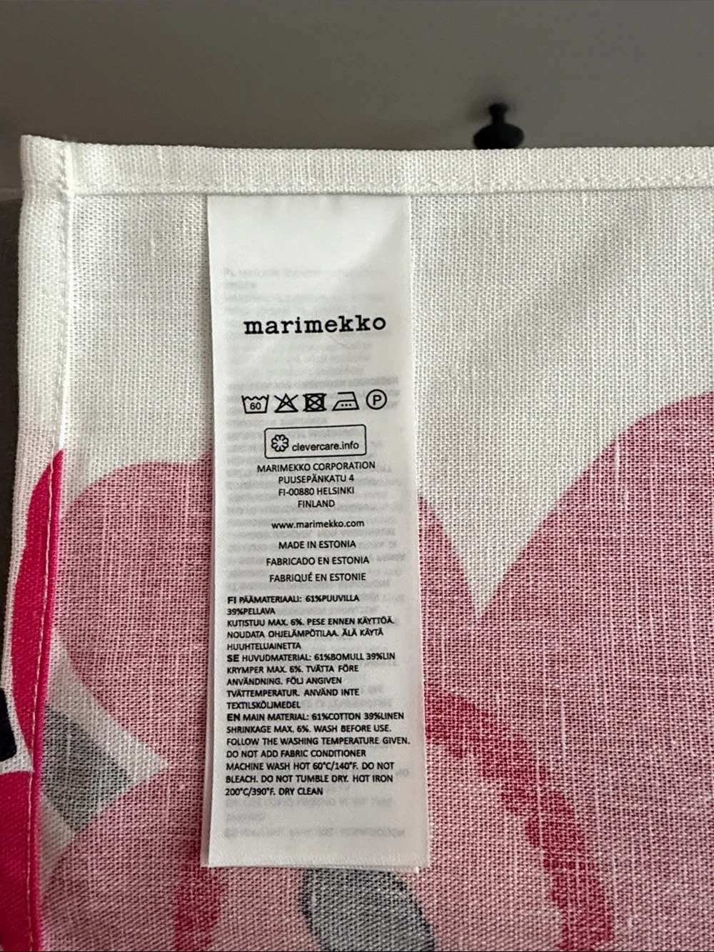 Marimekko Unikko Poppy Linen Blend Red White Floral Kitchen Tea Towel Set (2)